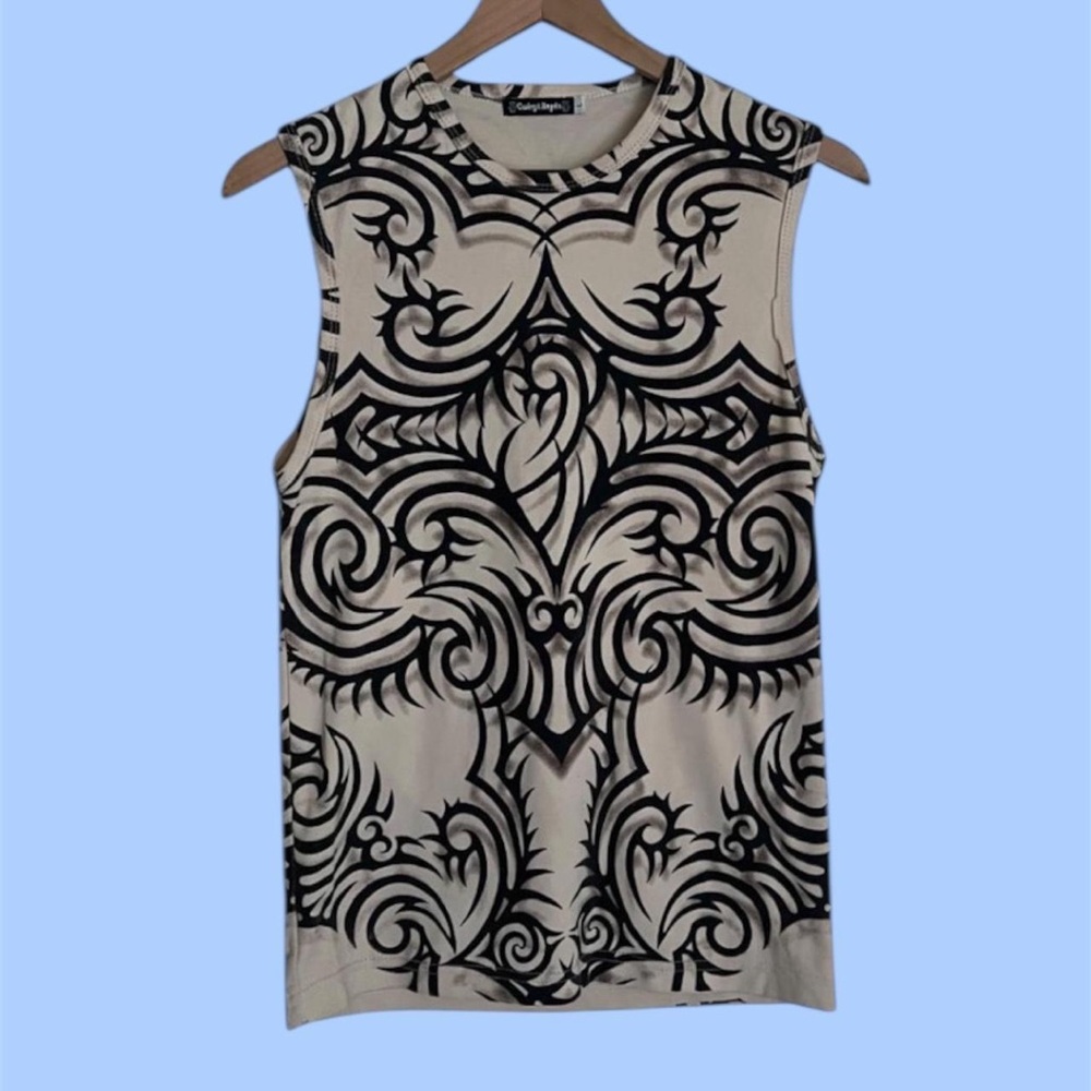 Tribal Tattoo Allover Print Sleeveless Top